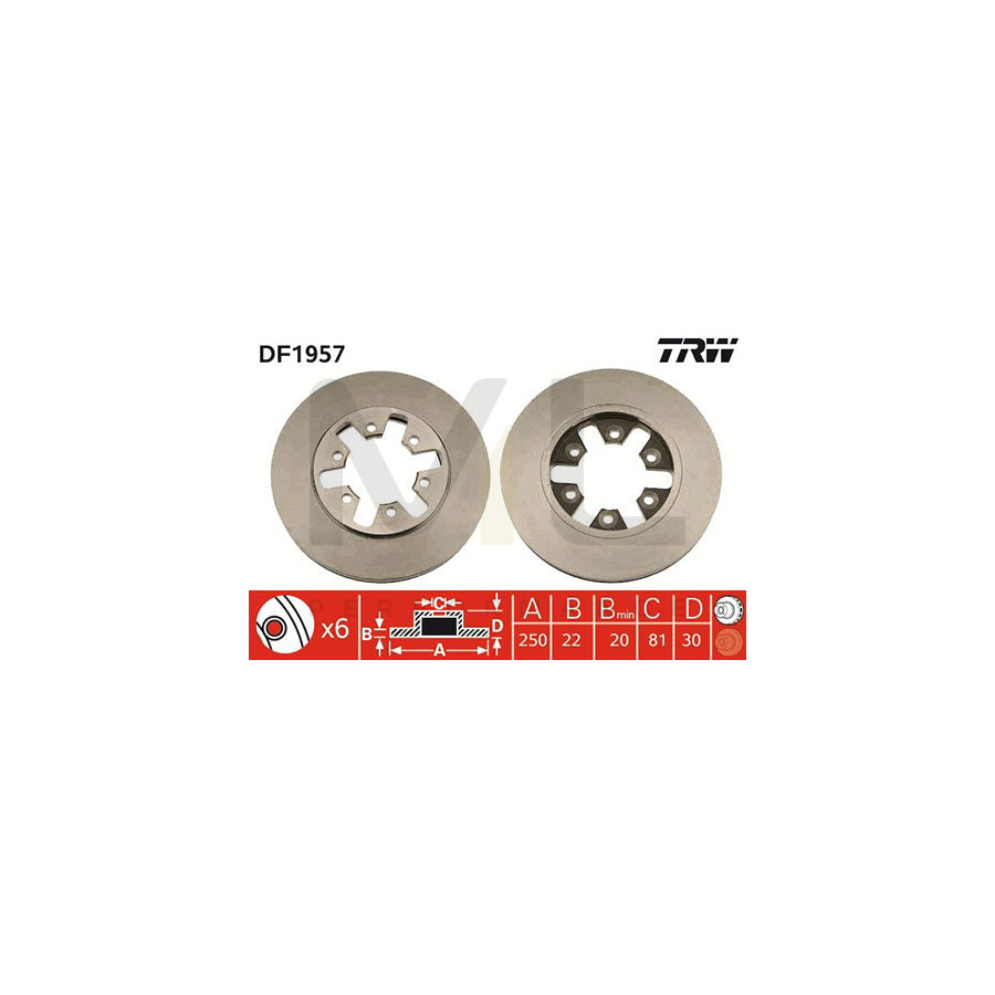 TRW DF1957 Brake Disc for NISSAN Pick Up (720) Vented | ML Performance Car Parts