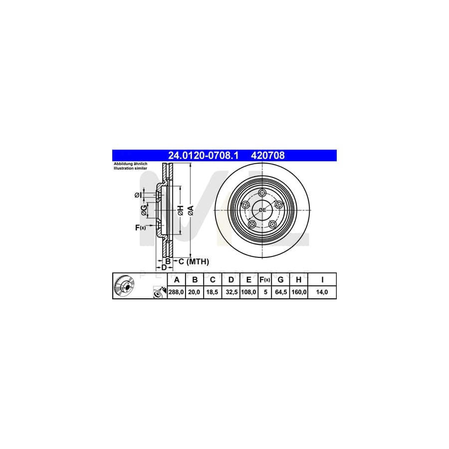 ATE 24.0120-0708.1 Brake Disc Vented, Coated  - 1 piece