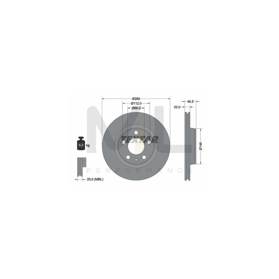 TEXTAR 92083500 Brake Disc Internally Vented, without wheel hub, without wheel studs | ML Performance Car Parts