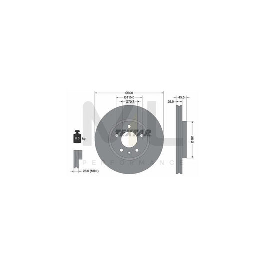 TEXTAR PRO 92205603 Brake Disc Internally Vented, Coated, without wheel hub, without wheel studs | ML Performance Car Parts