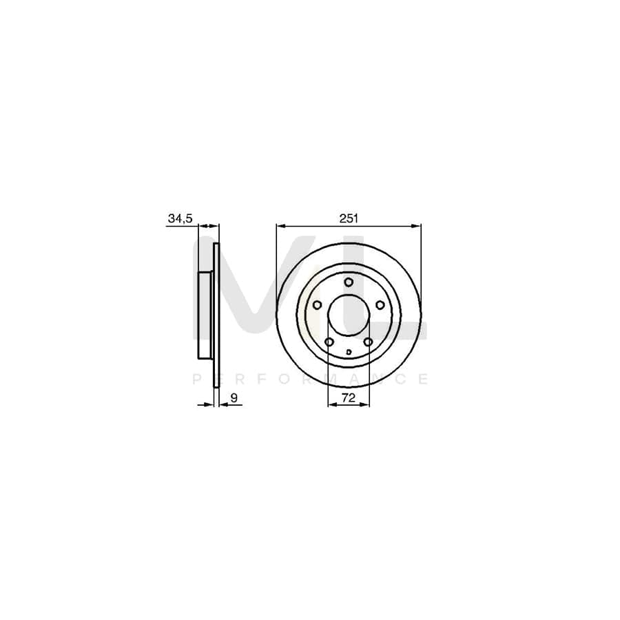 BOSCH 0 986 479 208 Brake Disc for MAZDA 323F V Hatchback (BA) Solid, Oiled | ML Performance Car Parts