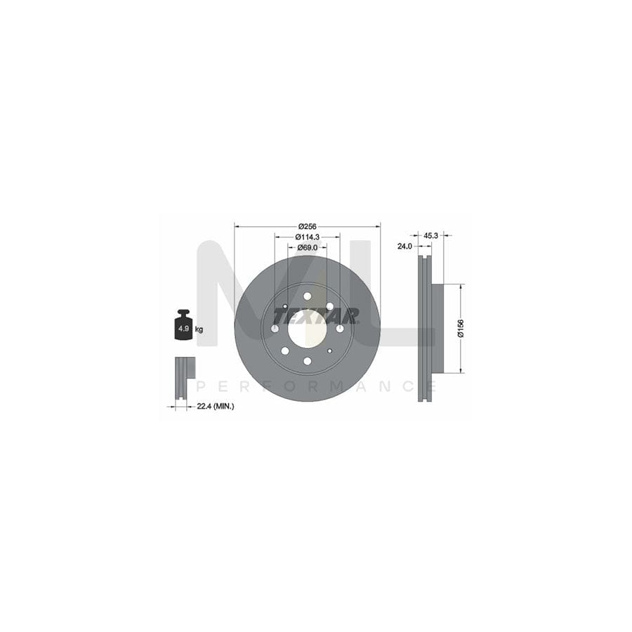 TEXTAR PRO 92103903 Brake Disc Internally Vented, Coated, without wheel hub, without wheel studs | ML Performance Car Parts
