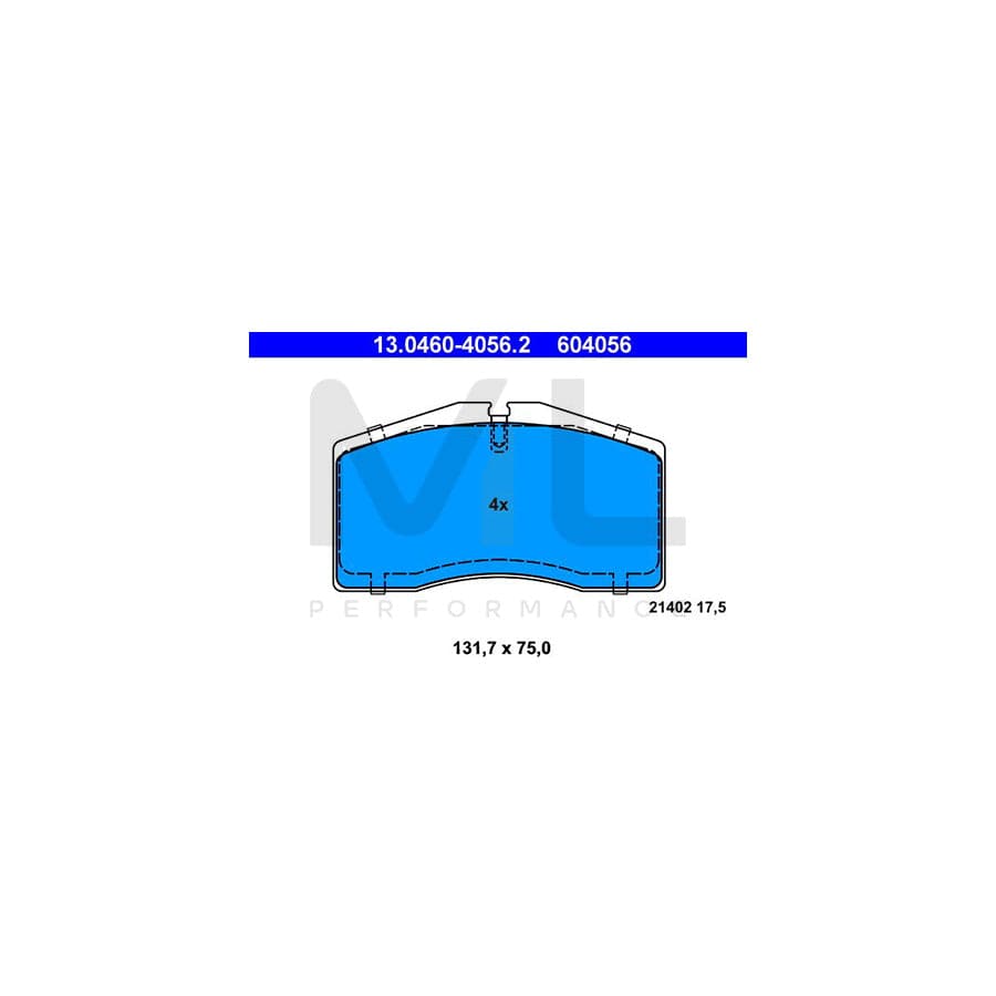ATE 13.0460-4056.2 Brake pad set excl. wear warning contact, prepared for wear indicator