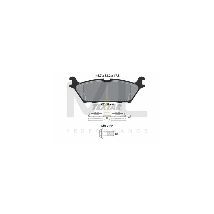 TEXTAR 2210001 Brake pad set for FORD USA F-150 not prepared for wear indicator, with brake caliper screws, with accessories | ML Performance Car Parts
