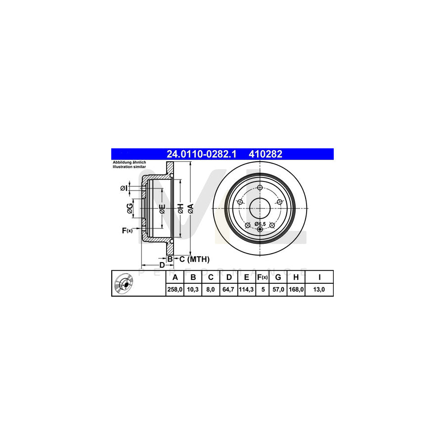 ATE 24.0110-0282.1 Brake Disc for DAEWOO Leganza Solid  - 1 piece