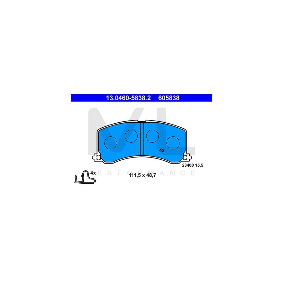 ATE 13.0460-5838.2 Brake pad set for SUZUKI BALENO with acoustic wear warning