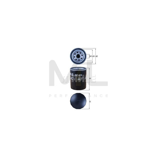 MAHLE ORIGINAL OC 478 Oil Filter Spin-on Filter, with one anti-return valve | ML Performance Car Parts
