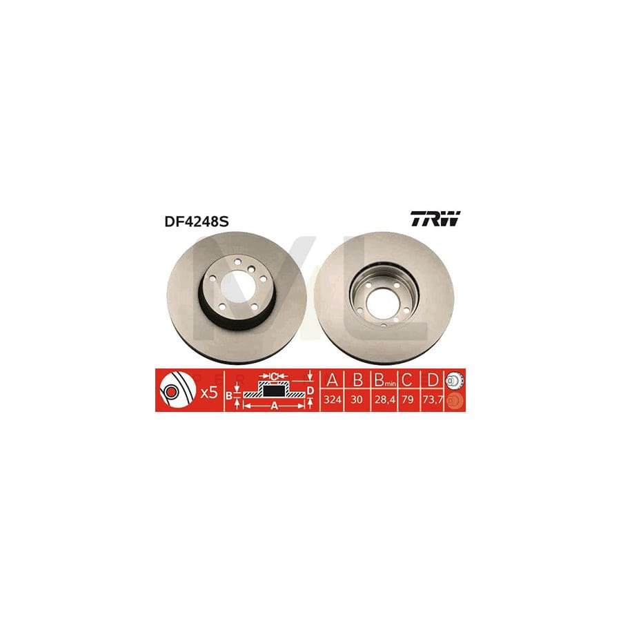 TRW DF4248S Brake Disc for BMW 5 Series Vented, Painted | ML Performance Car Parts