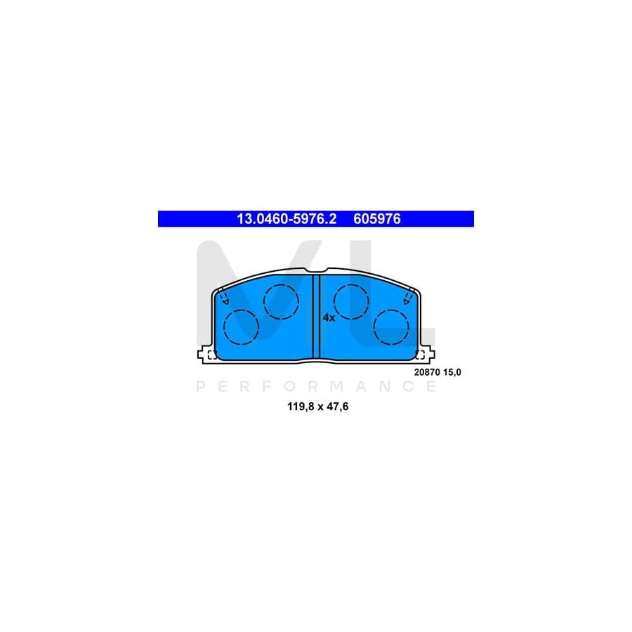 ATE 13.0460-5976.2 Brake pad set excl. wear warning contact, not prepared for wear indicator