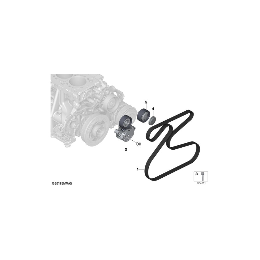 Genuine BMW 11288581682 F20 F21 Ribbed V-Belt 6 PK X 1155 (Inc. 116d, 116d ed & 114d) | ML Performance UK Car Parts