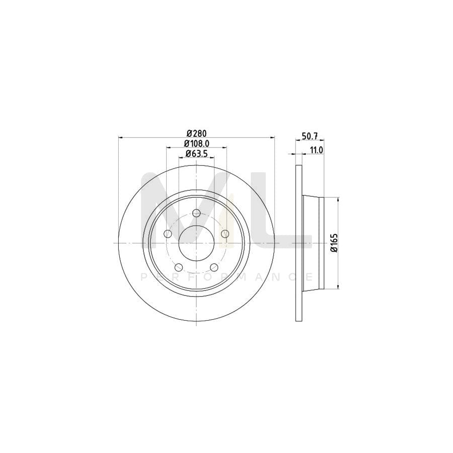 HELLA PRO 8DD 355 118-211 Brake Disc Solid, Coated, without wheel hub, without wheel studs