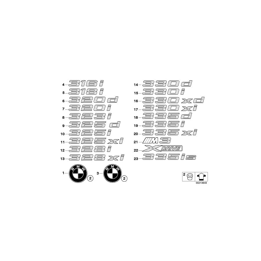 Genuine BMW 51147183148 E92 Emblem Adhered Rear - 328XI - (Inc. 328xi) | ML Performance US Car Parts