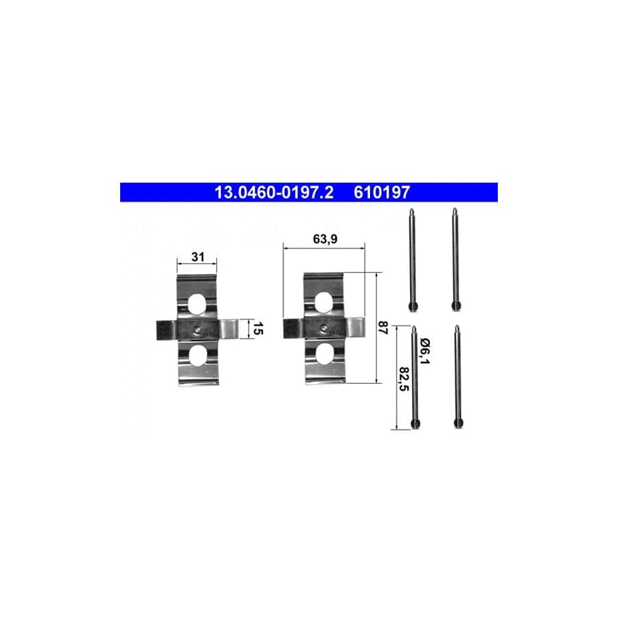 ATE 13.0460-0197.2 Accessory Kit, Disc Brake PaDS Suitable for Mercedes-Benz S-Class
