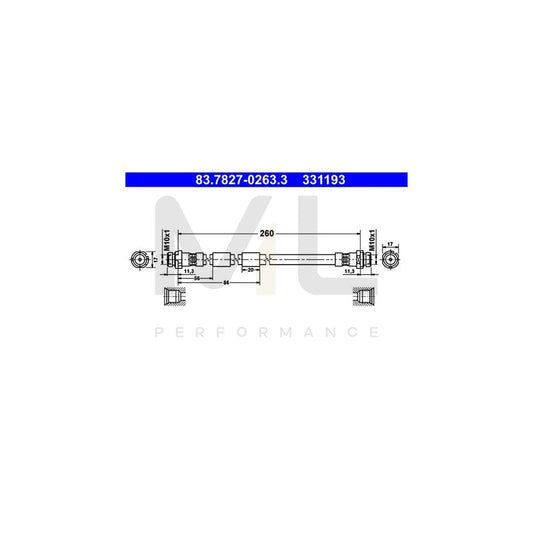 ATE 83.7827-0263.3 Brake Hose 260mm