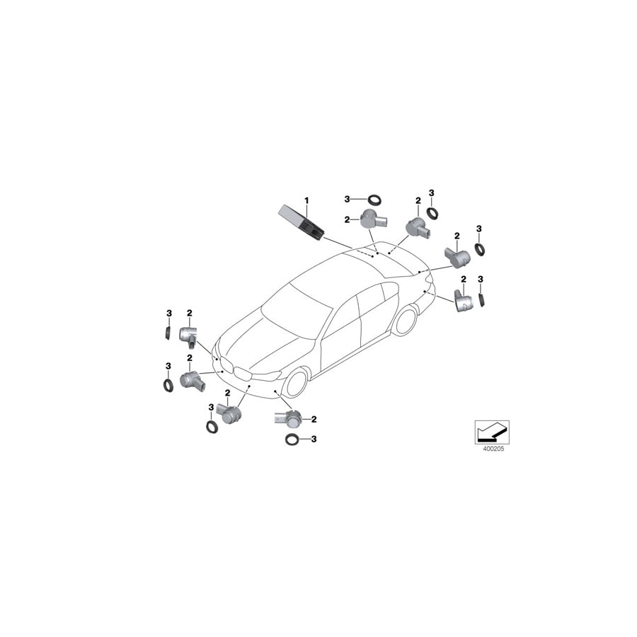 Genuine BMW 66209360716 G11 G12 Ultrasonic Sensor, Arctic Gray WC27 (Inc. 740LdX, 730Li & 740e) | ML Performance US Car Parts