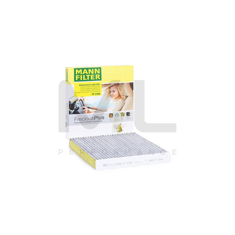 MANN-FILTER FP 2358 Pollen filter Activated Carbon Filter, Activated Carbon Filter with polyphenol, Particulate filter (PM 2.5), with antibacterial action, with fungicidal effect, FreciousPlus