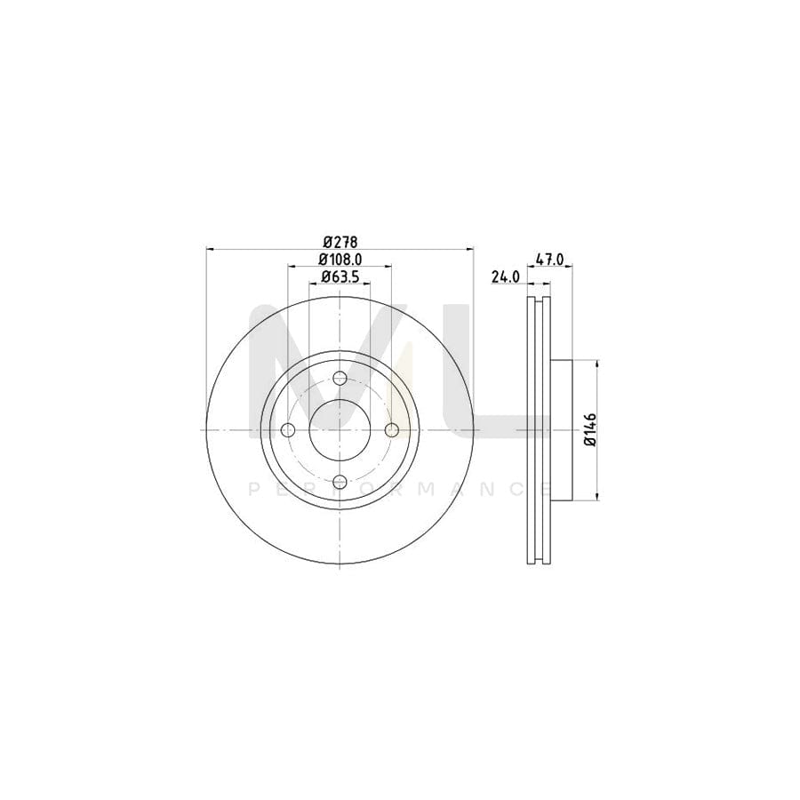 HELLA 8DD 355 104-641 Brake Disc Externally Vented, without wheel hub, without wheel studs