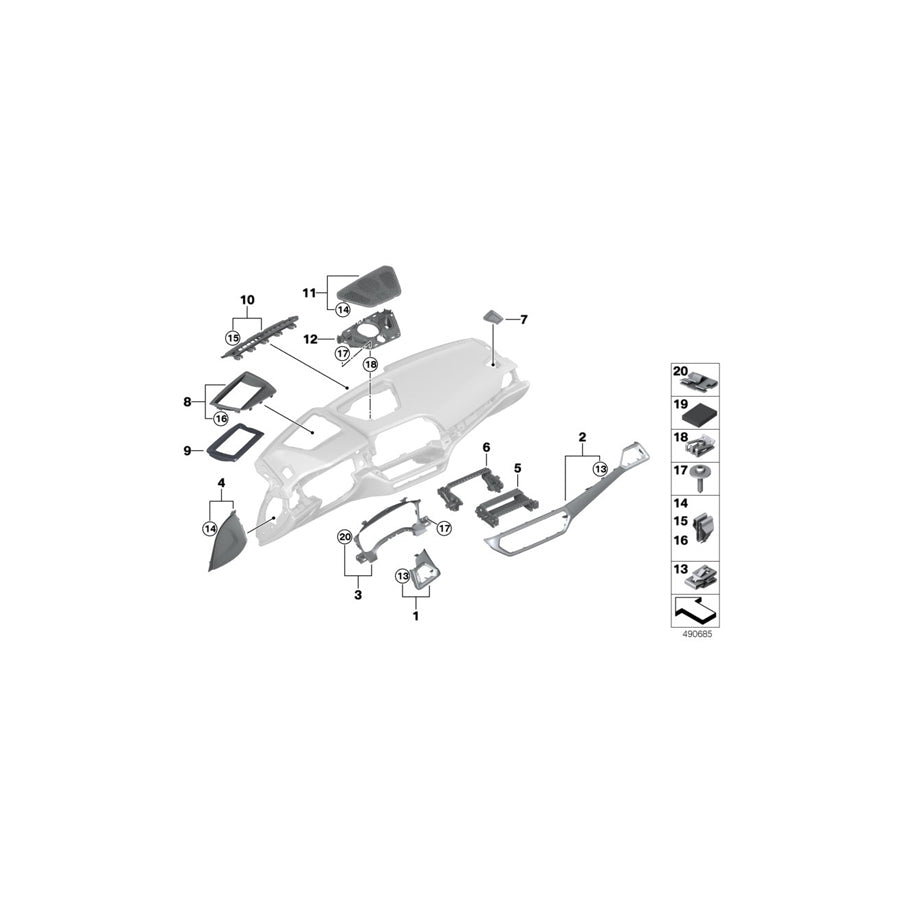 Genuine BMW 51458093573 G20 G21 Cov.Pan.Inst.Pan.Piano Fin.Bl.Fr.Pass. Left hand drive (Inc. 320i, 330d & 320d) | ML Performance US