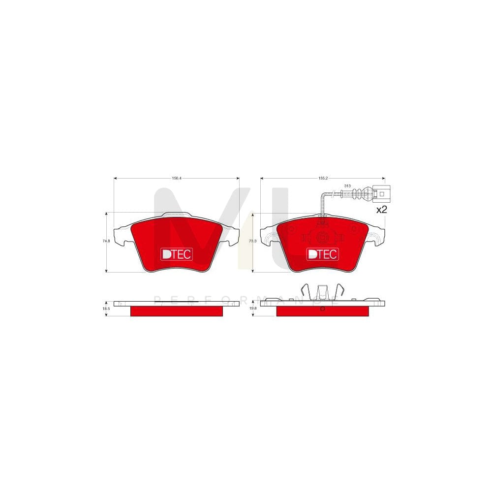 TRW Dtec Cotec Gdb1651Dte Brake Pad Set For Vw Touareg I (7La, 7L6, 7L7) Incl. Wear Warning Contact | ML Performance Car Parts