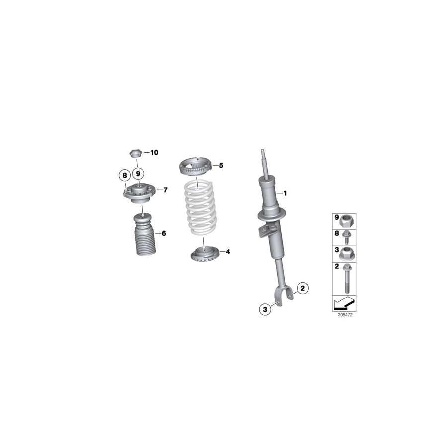 Genuine BMW 31316860749 F06 Left Front Spring Strut (Inc. 640d & 640i) | ML Performance US Car Parts
