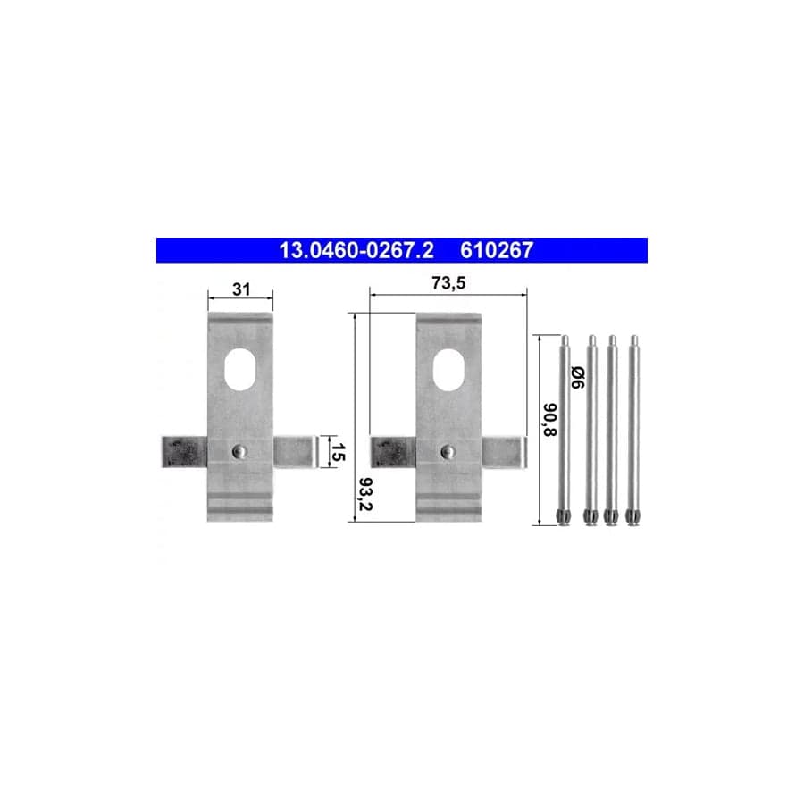 ATE 13.0460-0267.2 Accessory Kit, Disc Brake Pads
