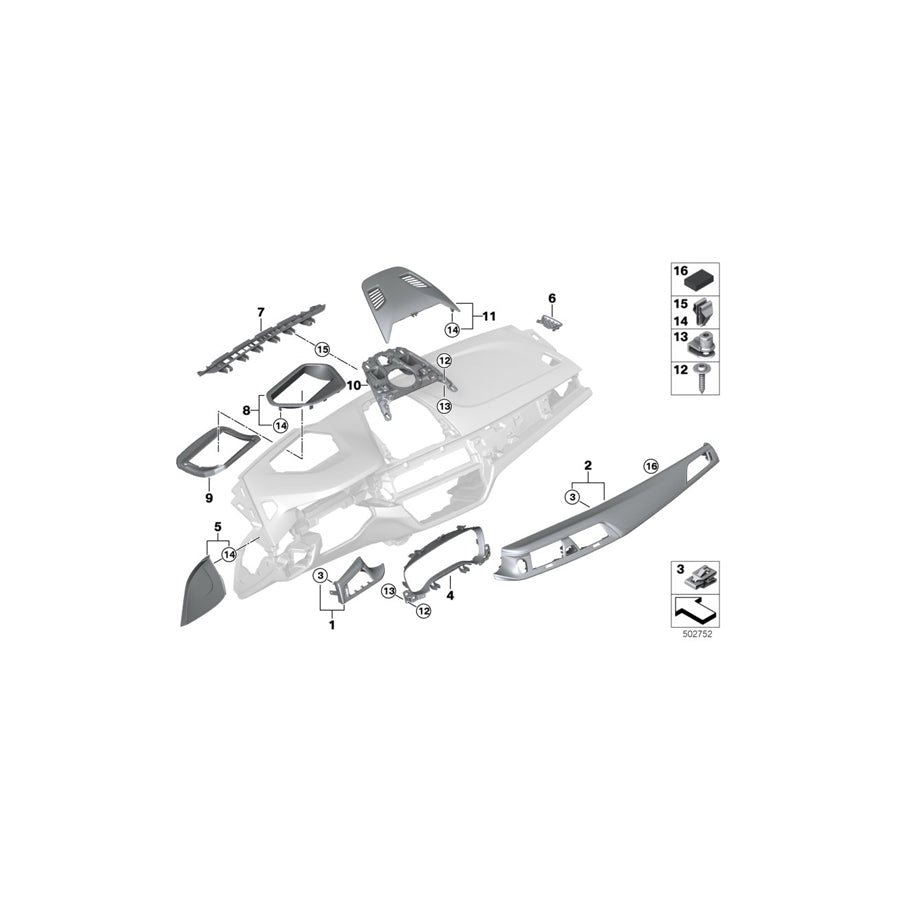 Genuine BMW 51459383383 G30 G31 G32 Trim Dashboard Fineline Cove Driver PERLGLANZ CHROM (Inc. 520i, 520d & 630iX) | ML Performance US Car Parts