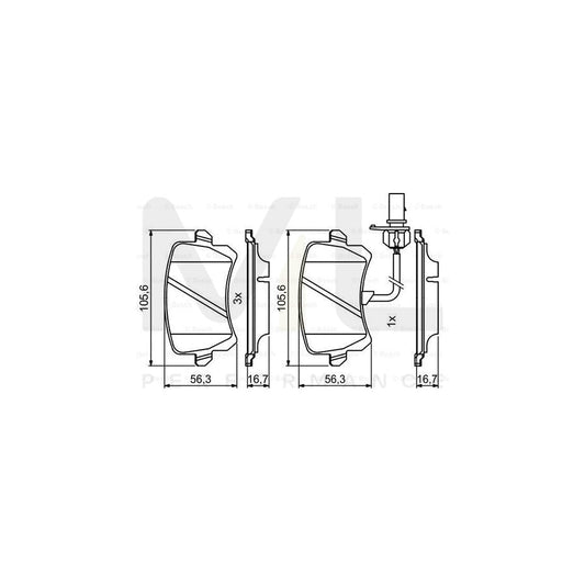 Bosch 0986494814 Brake Pad Set For Audi Q3 (8Ub, 8Ug) With Integrated Wear Sensor, With Anti-Squeak Plate BP1988 | ML Performance Car Parts