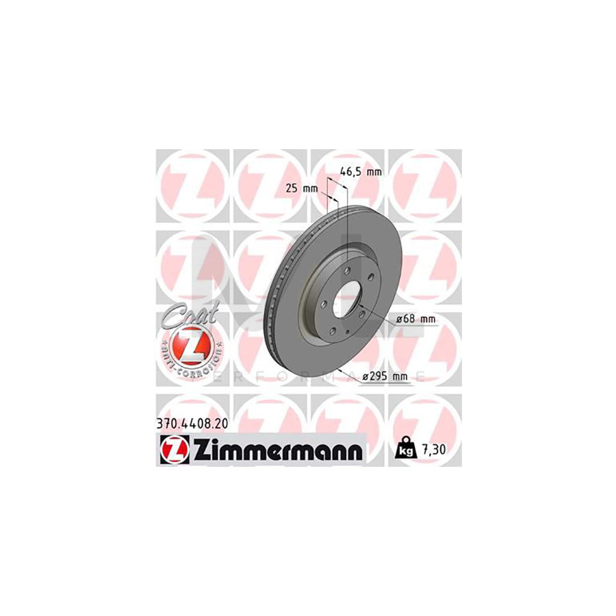 ZIMMERMANN 370.4408.20 Brake Disc Internally Vented, Coated  - 1 piece