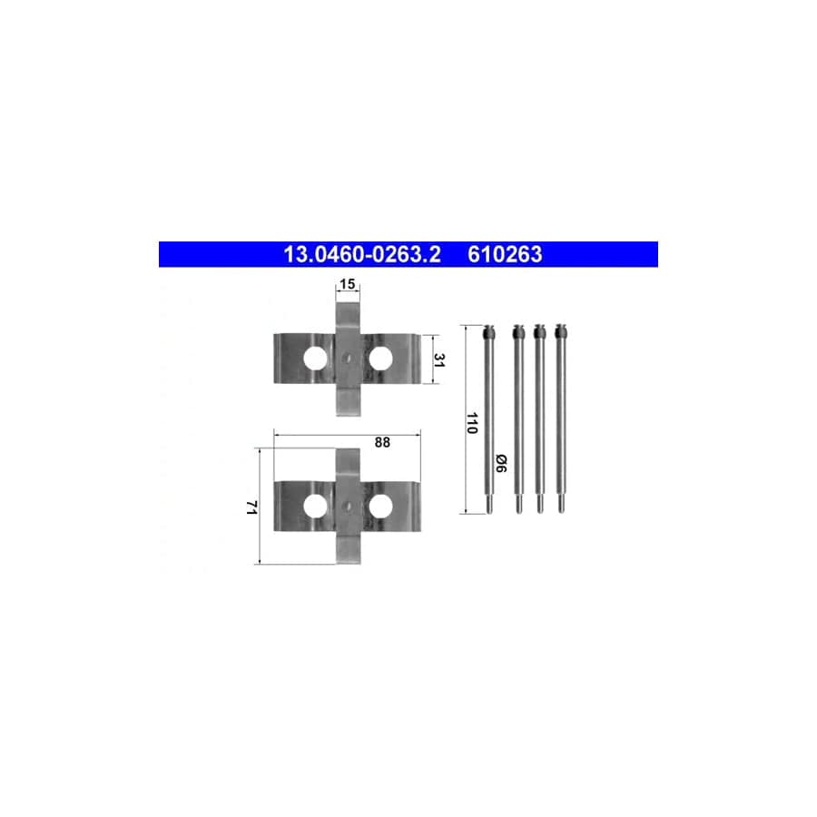ATE 13.0460-0263.2 Accessory Kit, Disc Brake PaDS Suitable for Mercedes-Benz S-Class