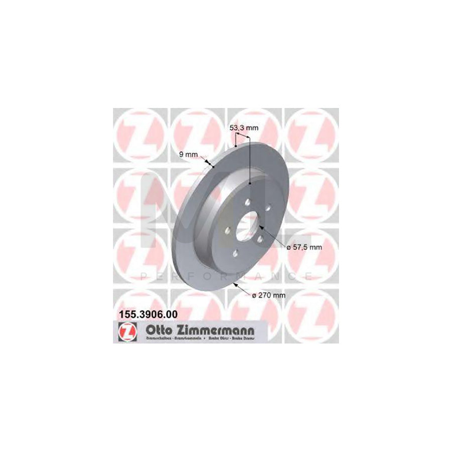 ZIMMERMANN 155.3906.00 Brake Disc Solid  - 1 piece