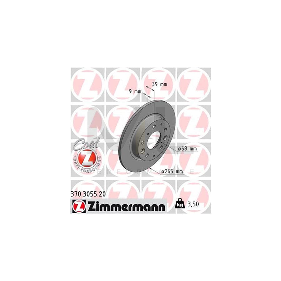 ZIMMERMANN COAT Z 370.3055.20 Brake Disc Solid, Coated  - 1 piece