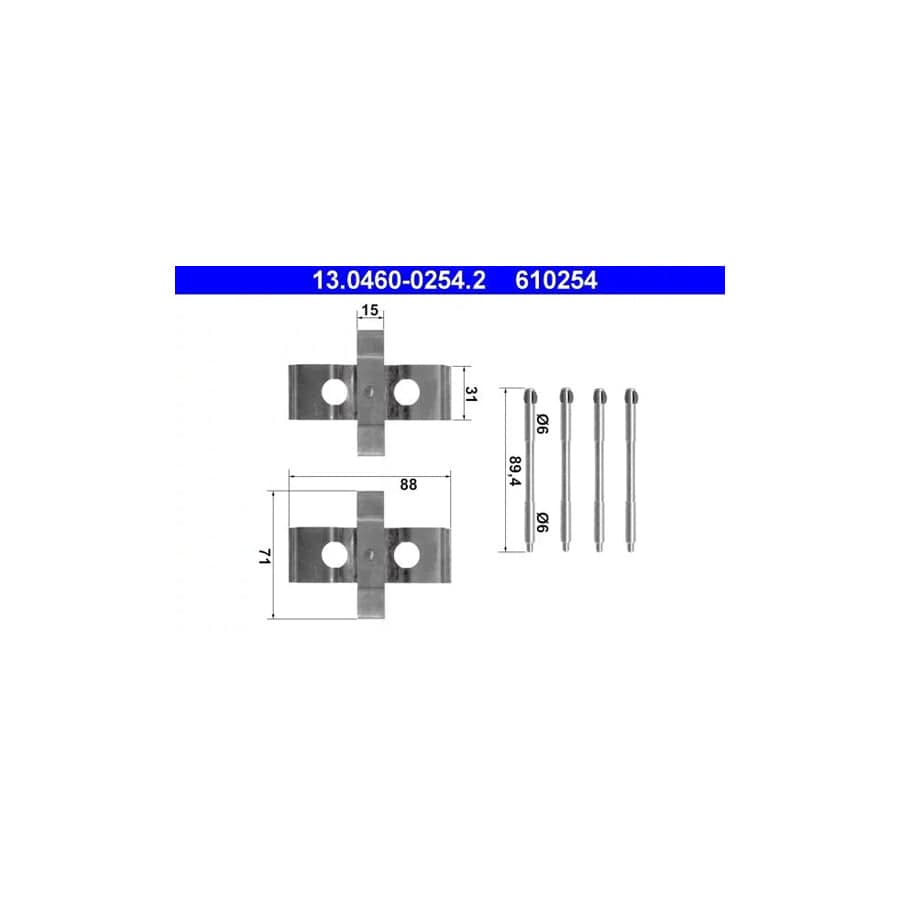 ATE 13.0460-0254.2 Accessory Kit, Disc Brake Pads