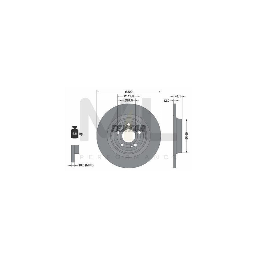 TEXTAR 92324303 Brake Disc Solid, Coated, without wheel hub, without wheel studs | ML Performance Car Parts