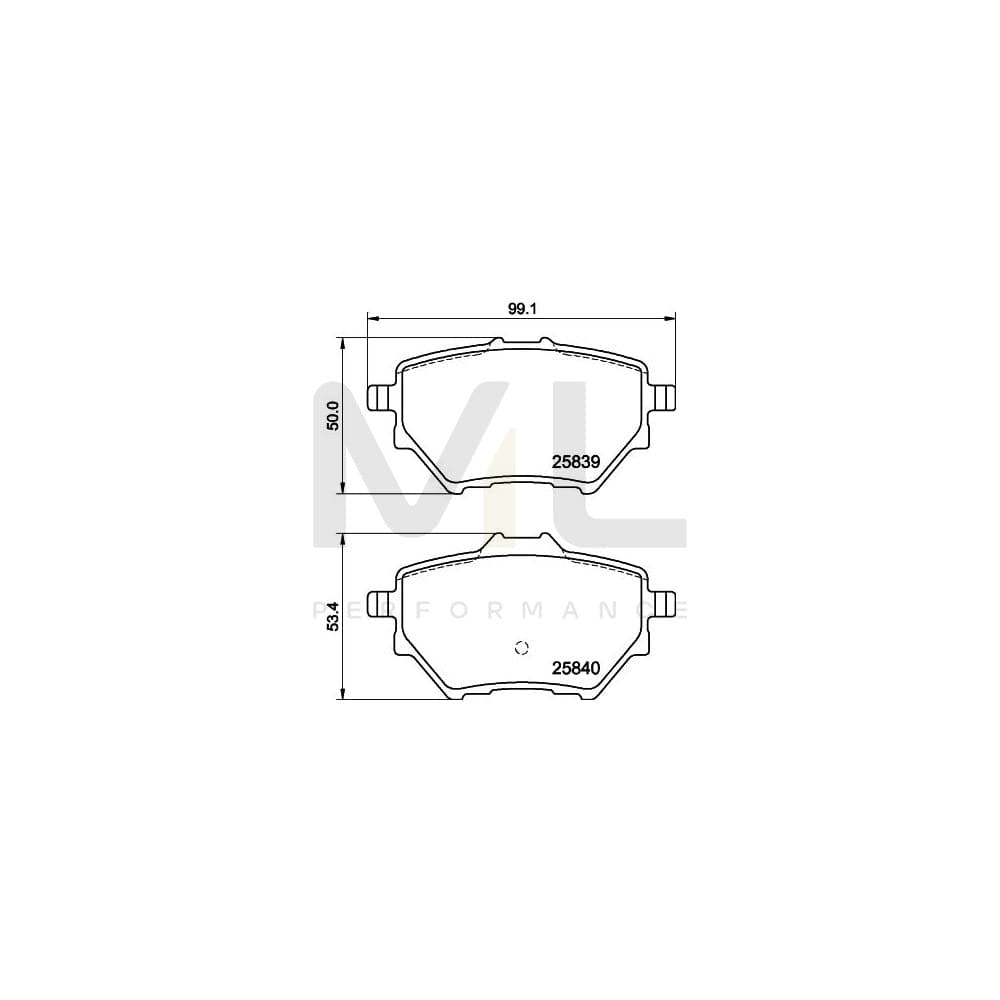 Hella 8DB 355 020-991 Brake Pad Set Not Prepared For Wear Indicator, With Brake Caliper Screws, With Accessories