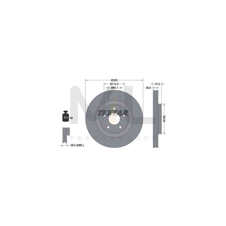 TEXTAR 92306203 Brake Disc for HONDA CR-V V (RW, RT) Internally Vented, Coated, without wheel hub, without wheel studs | ML Performance Car Parts