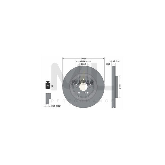 TEXTAR 92306203 Brake Disc for HONDA CR-V V (RW, RT) Internally Vented, Coated, without wheel hub, without wheel studs | ML Performance Car Parts