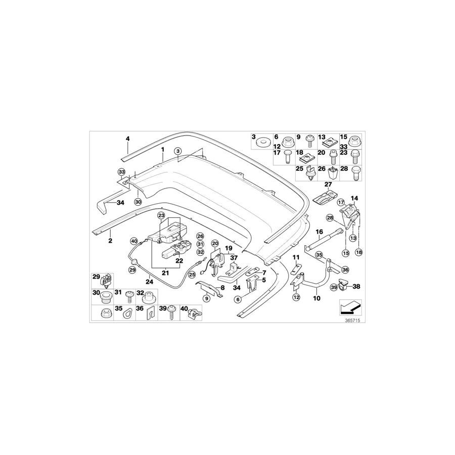 Genuine BMW 51177894361 E46 Molding, Folding Top Lid HOCHGLANZ SW (Inc. 325Ci, 330Cd & 320Ci) | ML Performance US Car Parts