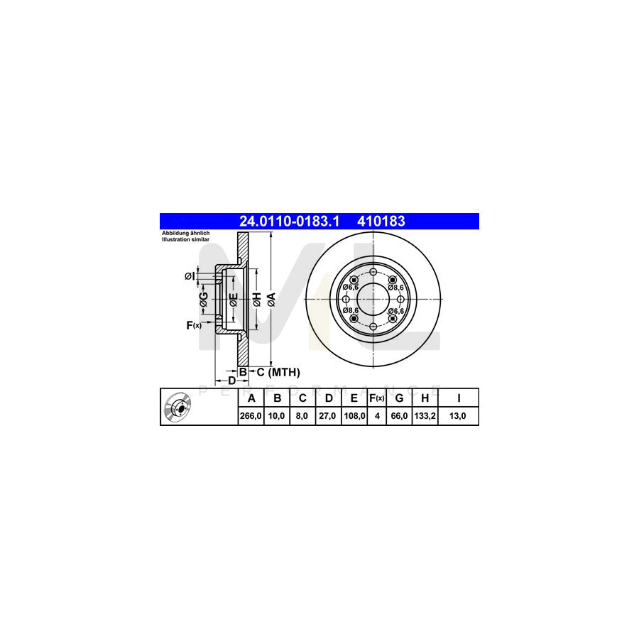 ATE 24.0110-0183.1 Brake Disc Solid  - 1 piece