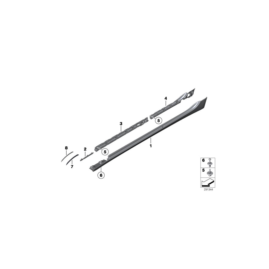 Genuine BMW 51177233366 Door Sill Cover, Primed Right (Inc. 530d, 535iX & 550i) | ML Performance US Car Parts