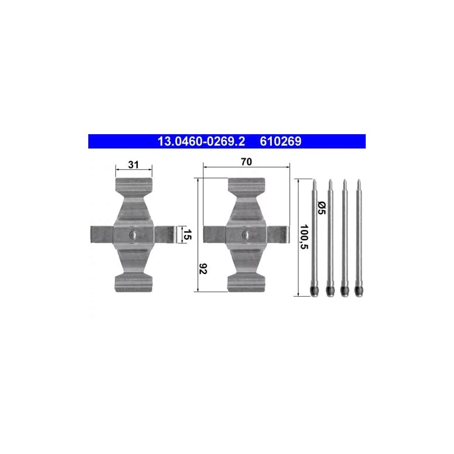 ATE 13.0460-0269.2 Accessory Kit, Disc Brake Pads