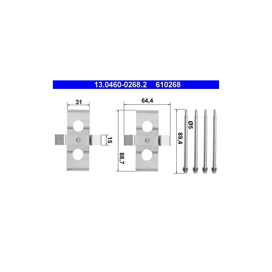 ATE 13.0460-0268.2 Accessory Kit, Disc Brake Pads