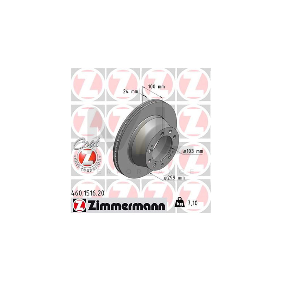 ZIMMERMANN COAT Z 460.1516.20 Brake Disc Internally Vented, Coated  - 1 piece