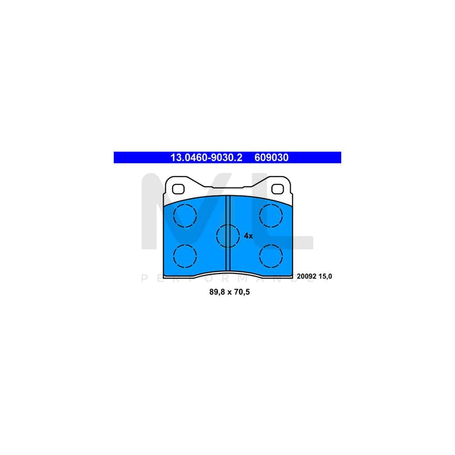 ATE 13.0460-9030.2 Brake pad set excl. wear warning contact, not prepared for wear indicator