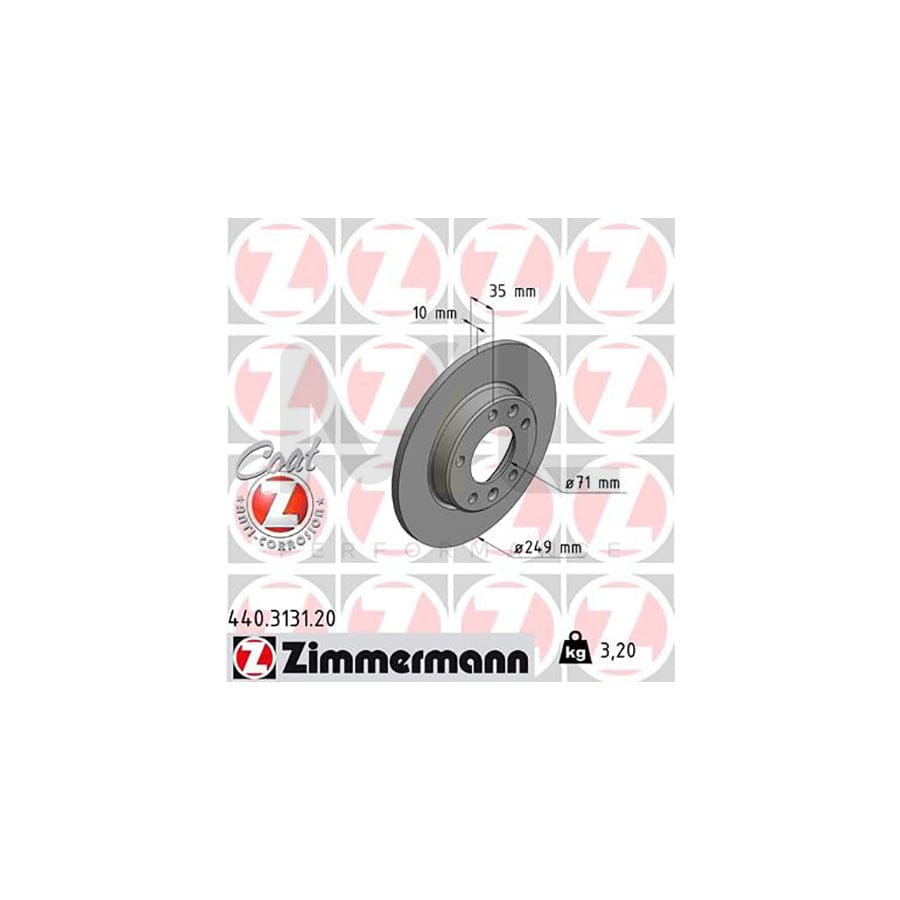 ZIMMERMANN COAT Z 440.3131.20 Brake Disc for PEUGEOT 308 Solid, Coated  - 1 piece