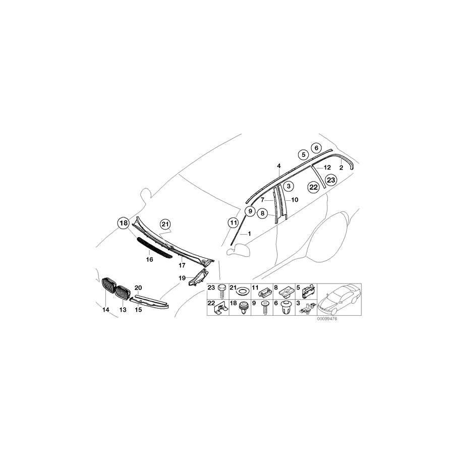 Genuine BMW 51137890668 E46 Molding, Roof Drainage, Right Rear GLANZSCHWARZ (Inc. 330d, 330xi & 320d) | ML Performance US Car Parts
