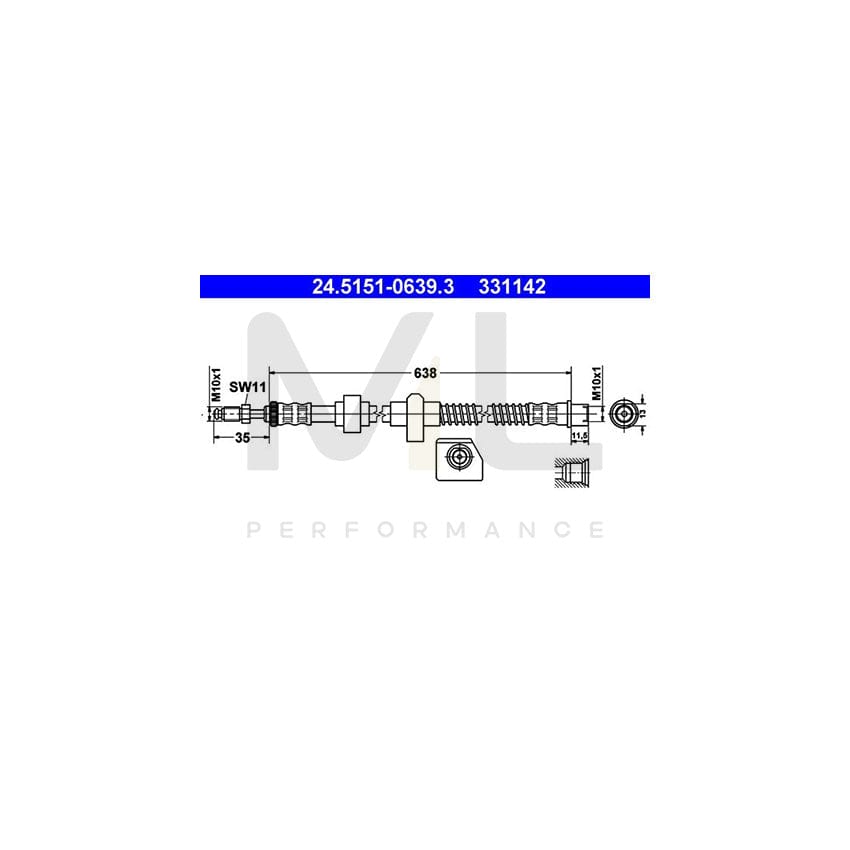 ATE 24.5151-0639.3 Brake Hose 638mm, M10x1