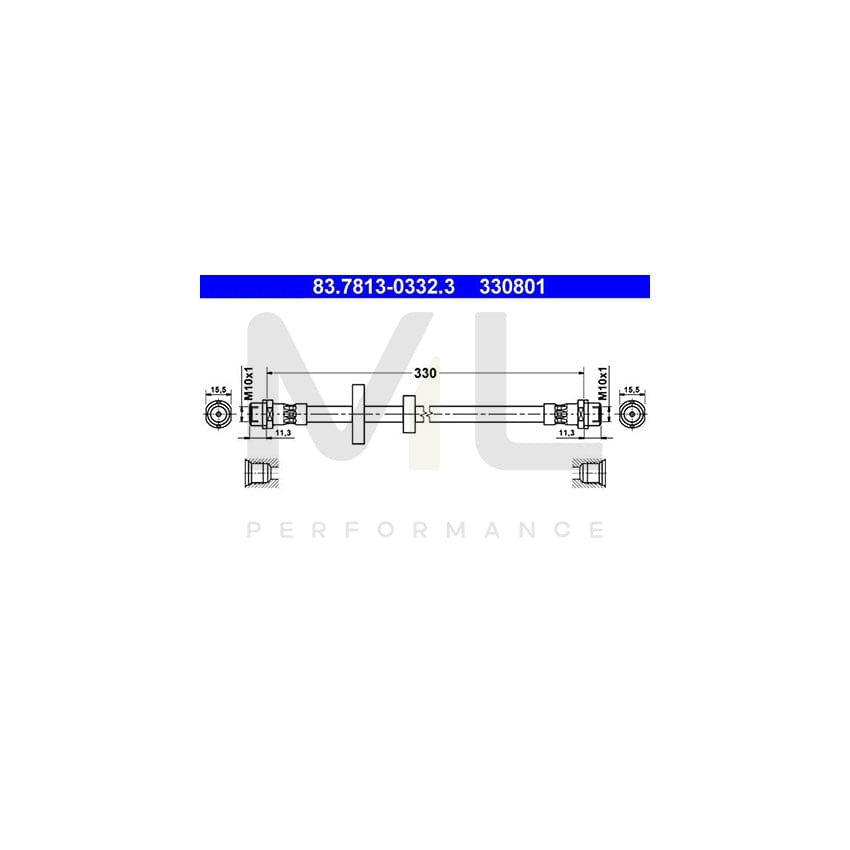 ATE 83.7813-0332.3 Brake Hose for VW TRANSPORTER 330mm