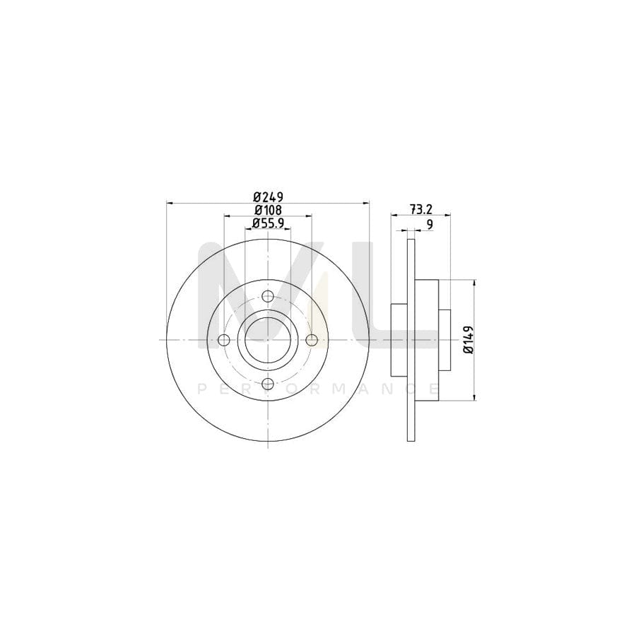 TEXTAR 92168600 Brake Disc Solid, with wheel hub, without wheel studs | ML Performance Car Parts