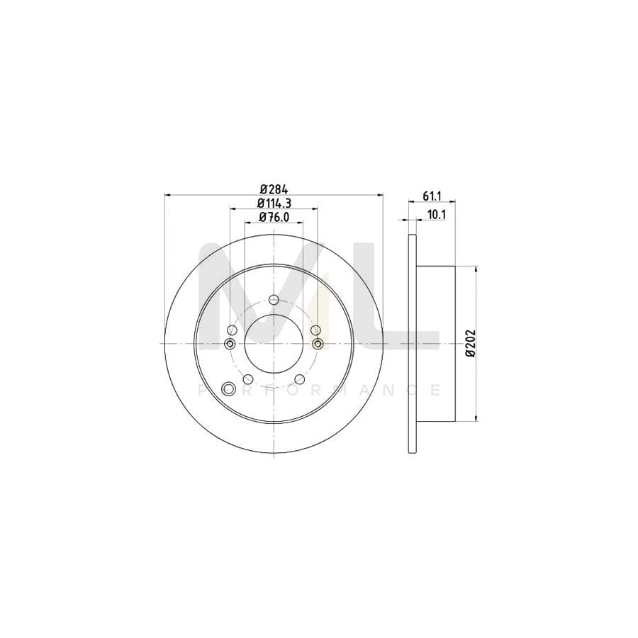HELLA 8DD 355 111-421 Brake Disc Solid, without wheel hub, without wheel studs