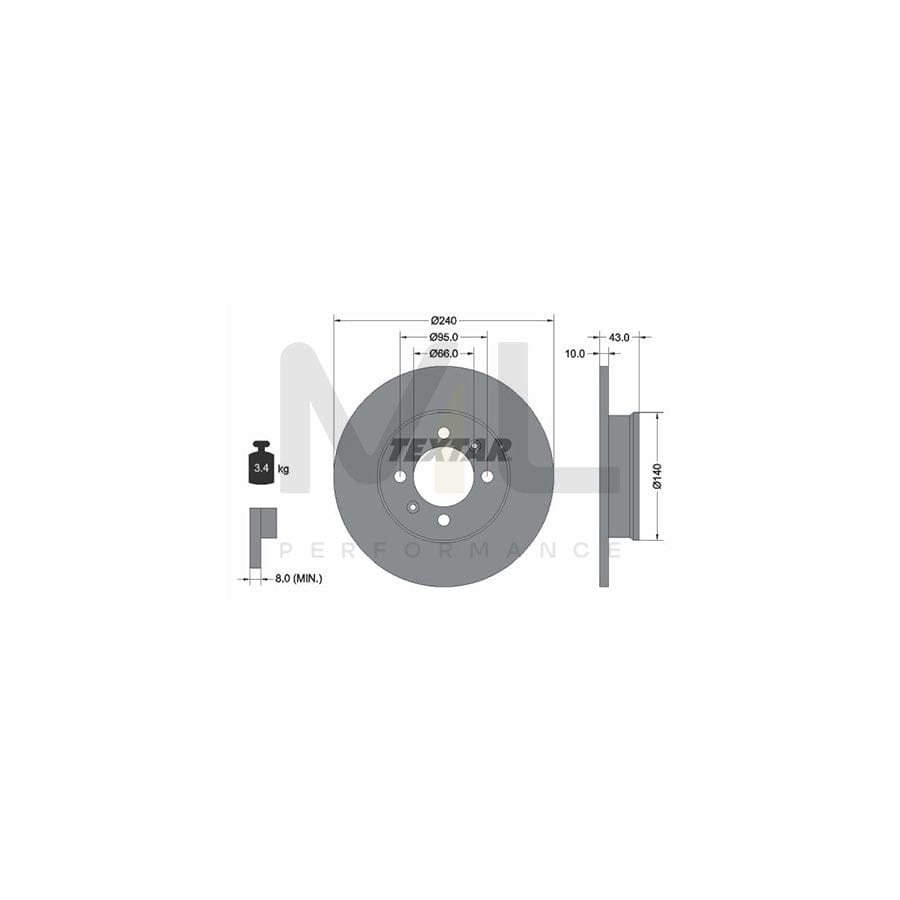 TEXTAR 92152500 Brake Disc Solid, without wheel hub, without wheel studs | ML Performance Car Parts